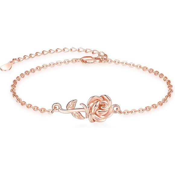 Rose Flower Bracelet for Women 925 Sterling Silver, Elegant & Durable Jewelry Gi - Picture 1 of 7